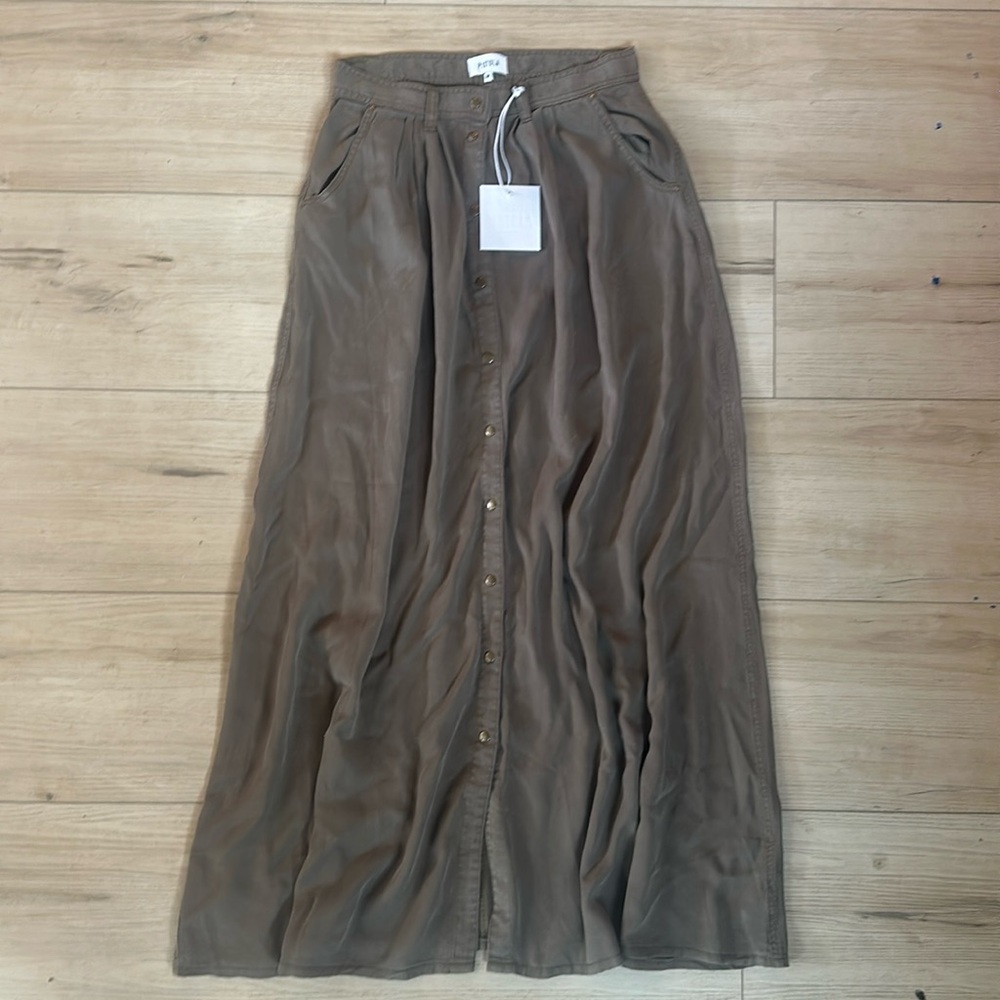 PISTOLA SKIRT KAHKI GREEN BUTTON UP